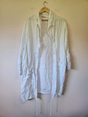 Lea Rigoli Made in Italy Linen Duster Cardigan Jacket 2X Coastal Lagenlook White